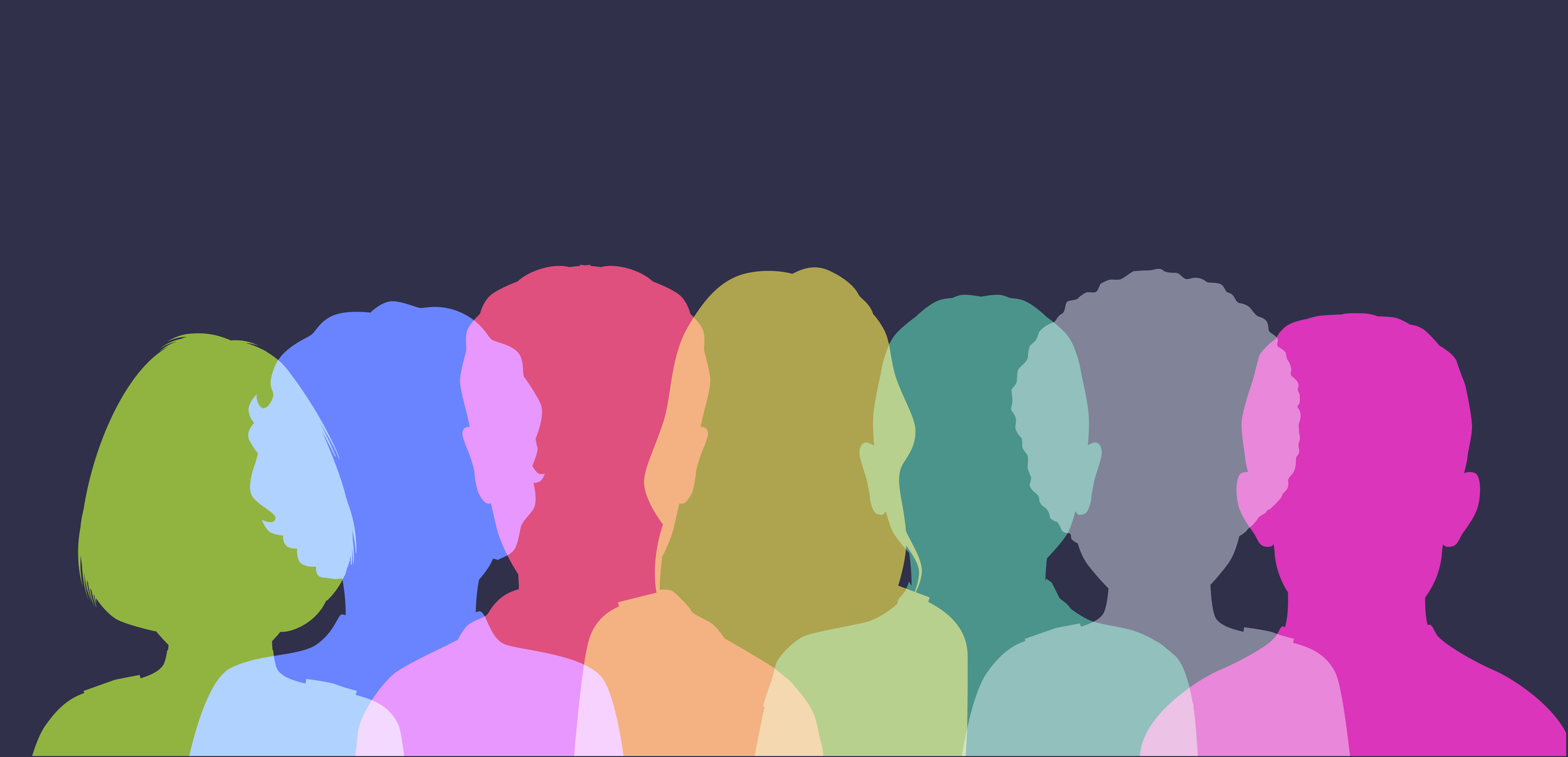 Colourful human shapes (head and shoulders)