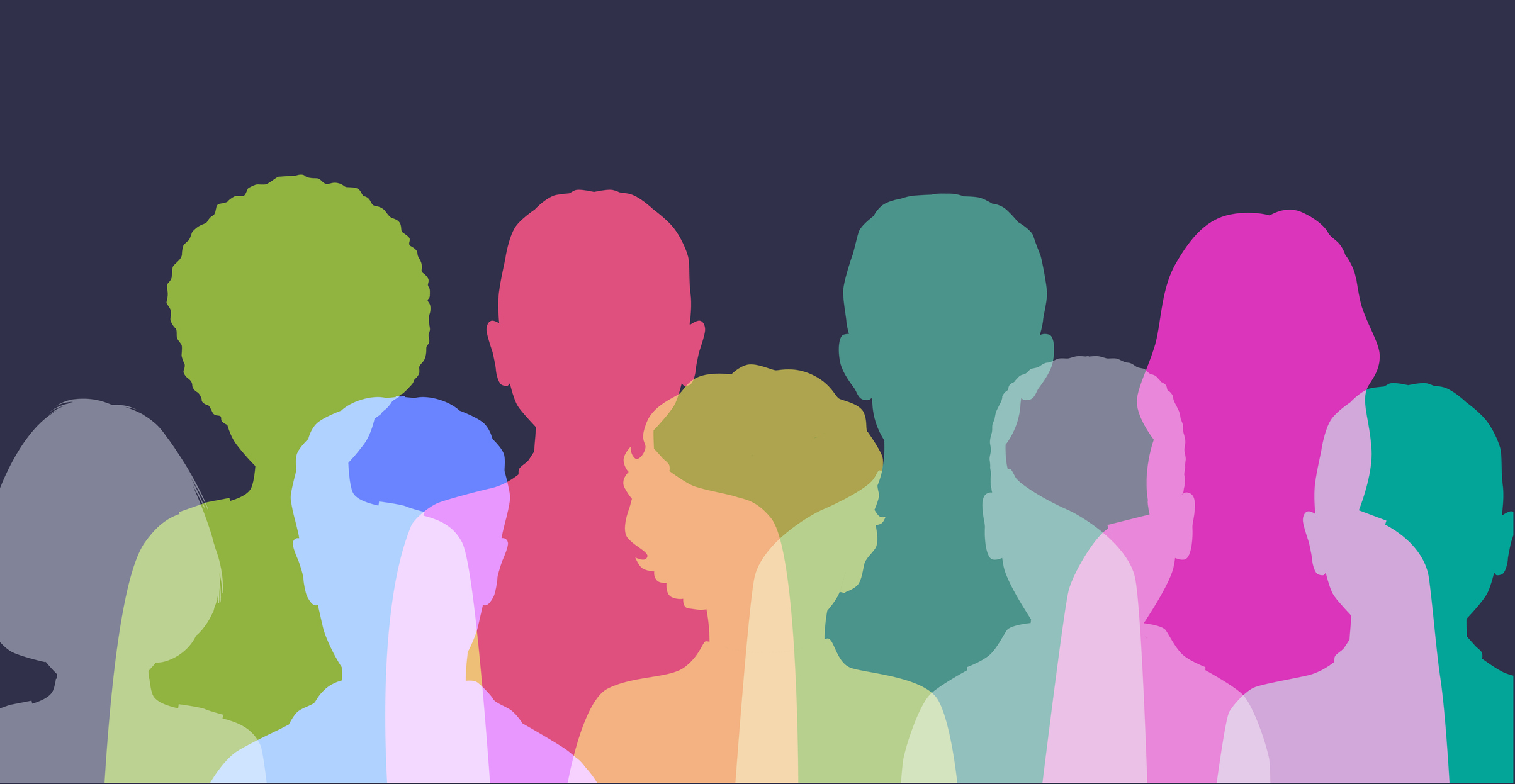 Colourful human shapes (head and shoulders)