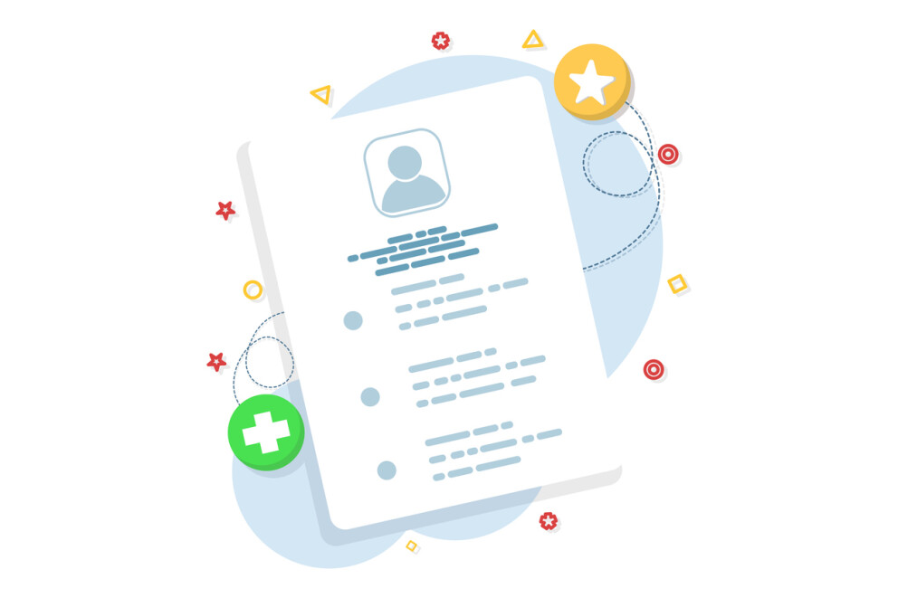 Document design concept, Profile, flat cartoon style of user or profile