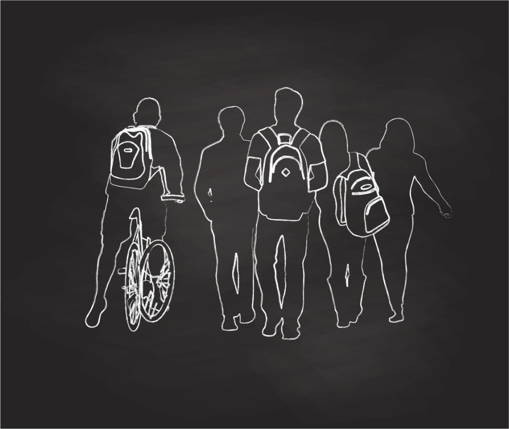 Chalk outline of teenagers